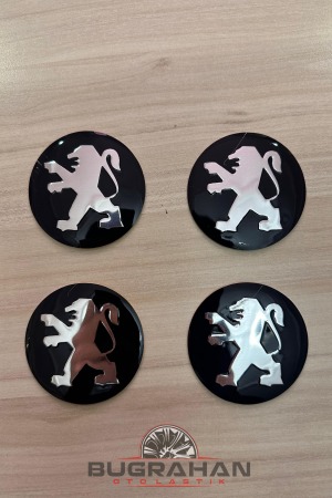 Peugeot Alüminyum Jant Göbeği Arma Yapıştırma Sticker 56 Mm 4 Adet