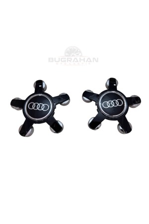 AUDİ Siyah Ahtapot 5 Kol Jant Göbeği Kapağı 2 Adet (A3-A4-A4L-A6-A6L-A7-A8-Q5-TT Uyumlu) A Kalite