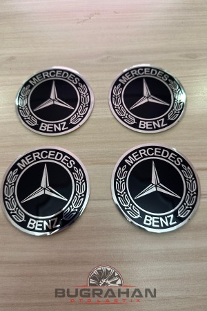 MERCEDES Alüminyum Jant Göbeği Arma Yapıştırma Sticker 70-72 Mm 4 Adet