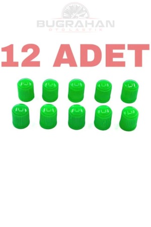 12 Adet Hidrojen Oto Lastik Sibop Subap Kapağı Yeşil 