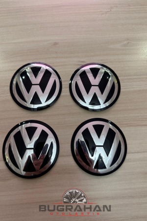 Volkswagen Alüminyum Jant Göbeği Arma Yapıştırma Sticker 65 Mm 4 Adet
