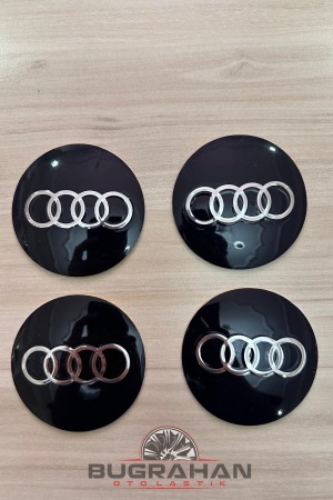 AUDİ Alüminyum Jant Göbeği Arma Yapıştırma Sticker 62-63 Mm 4 Adet