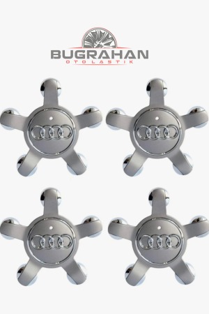 AUDİ Gri Ahtapot 5 Kol Jant Göbeği Kapağı 4 Adet (A3-A4-A4L-A6-A6L-A7-A8-Q5-TT Uyumlu) A Kalite