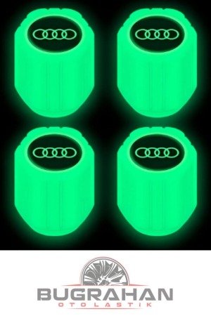 AUDİ Logolu Yeşil Fosforlu Sibop Kapağı Gece Parlayan Sibob Kapağı 4 Adet 