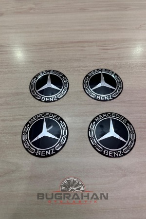 MERCEDES Tasarım Logolu Alüminyum Metal A Kalite Jant Göbeği Arması Sticker 56 Mm 4 Adet