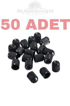 50 Adet Üniversal Siyah Plastik Orijinal Standart Lastik Sibop Kapağı Seti 