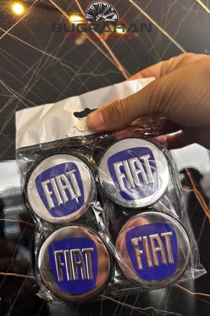 Fiat Logolu Mavi Parlak Jant Göbeği 58 Mm Dış 54,5 Mm İç 4 Adet