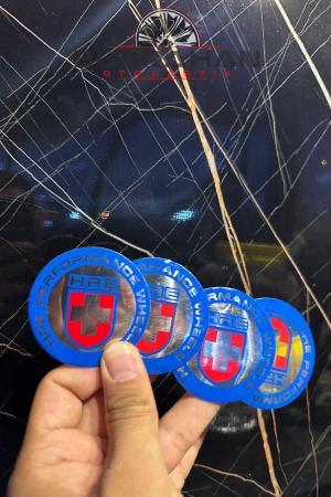 HRE Wheel Logolu Mavi Jant Göbeği Arması Sticker 56 Mm 4 Adet